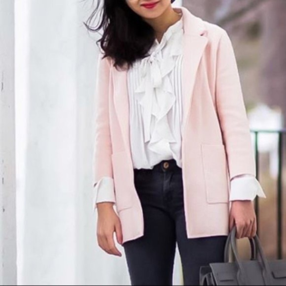 Jcrew Sophie open front sweater-blazer. Large. Light Pink.